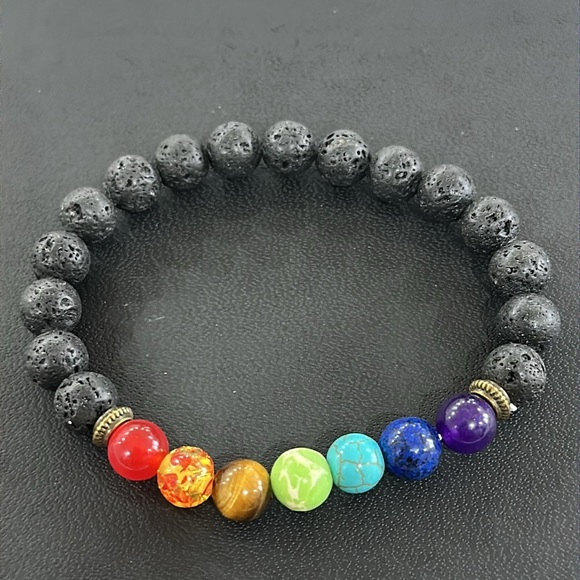 7 Chakra or more Healing Beaded Natural Lava Stone Diffuser Strachy Men/women - Picture 2 of 12